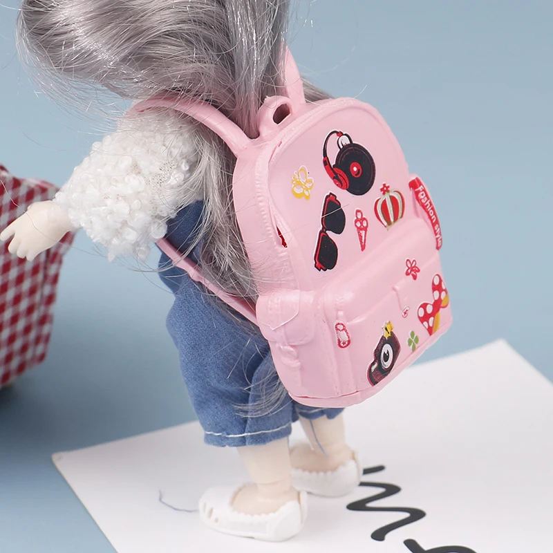 1Pc Poppenhuis Miniatuur PVC Schooltas Model Mini Simulatie Afneembare Intern Bevestigbare Speelgoed Rugzak Pop Accessoires