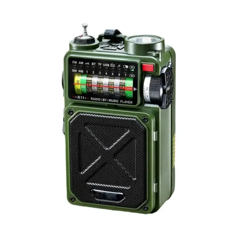 AA08-Radio Solar de emergencia manual, Bluetooth Solar, alarma para acampar al aire libre, Radio Bluetooth para acampar al aire libre