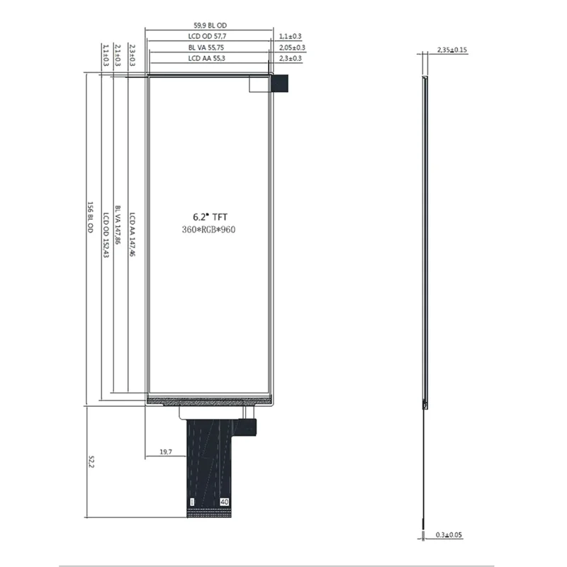 Moduł wyświetlacza AU61-LCD Interfejs SPI+RGB Wbudowany kontroler GC9503V FPC Jednopalczowy wysokiej jakości wyświetlacz
