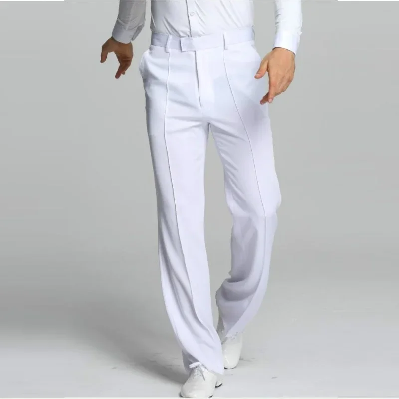 Latin Dans Broek Mannelijke Wit Plus Size Cambric Broek Stoffen Mannen Ballroom Podium Moderne Chacha Broek Wals Broek B-6971