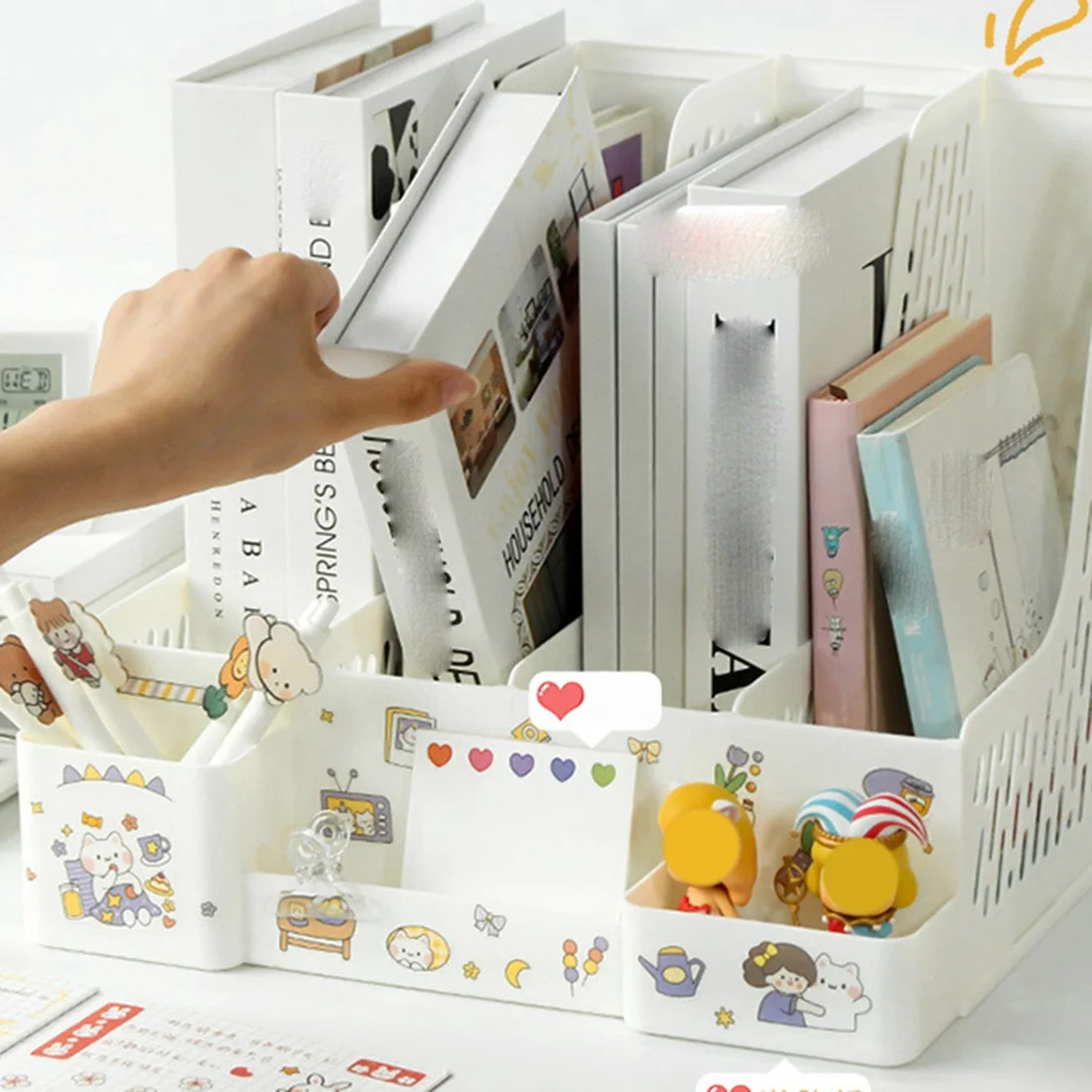 Multi-Layer File Rack Box, prateleira de mesa, suporte de livro, pasta, pasta, Desktop Storage Box, roxo, Ins, estudante