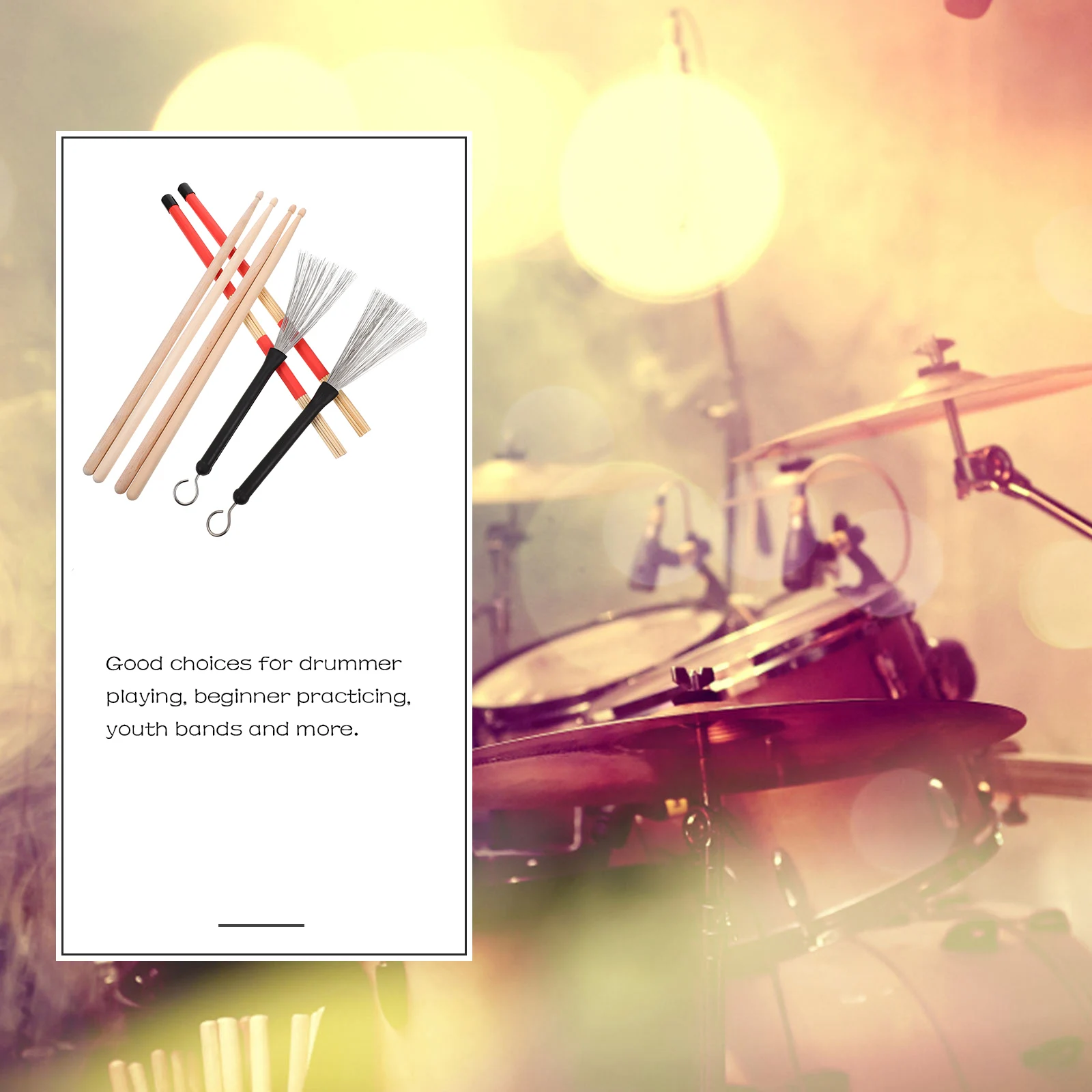 

Drum Stick Set Brush Drumsticks Bass Brushes for Drumming Steel Wire Bamboo Child