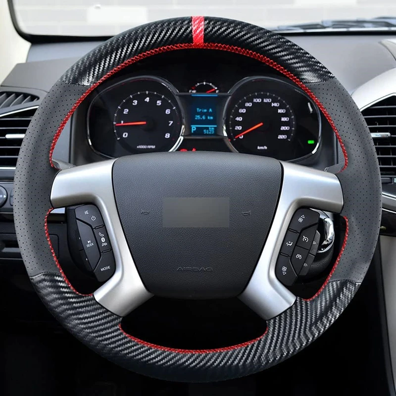 Carbon Fiber Steering Wheel Cover For Chevrolet Tahoe Suburban Avalanche Captiva Silverado Express Traverse GMC Sierra Daewoo