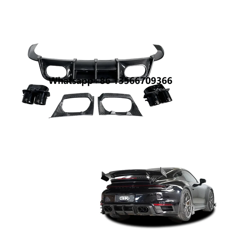 Rear Splitter for Porsche 911 992 Turbo S Upgrade Bra-Bus Style Rear Bumper Separator Dry Carbon Fiber Rear Diffuser