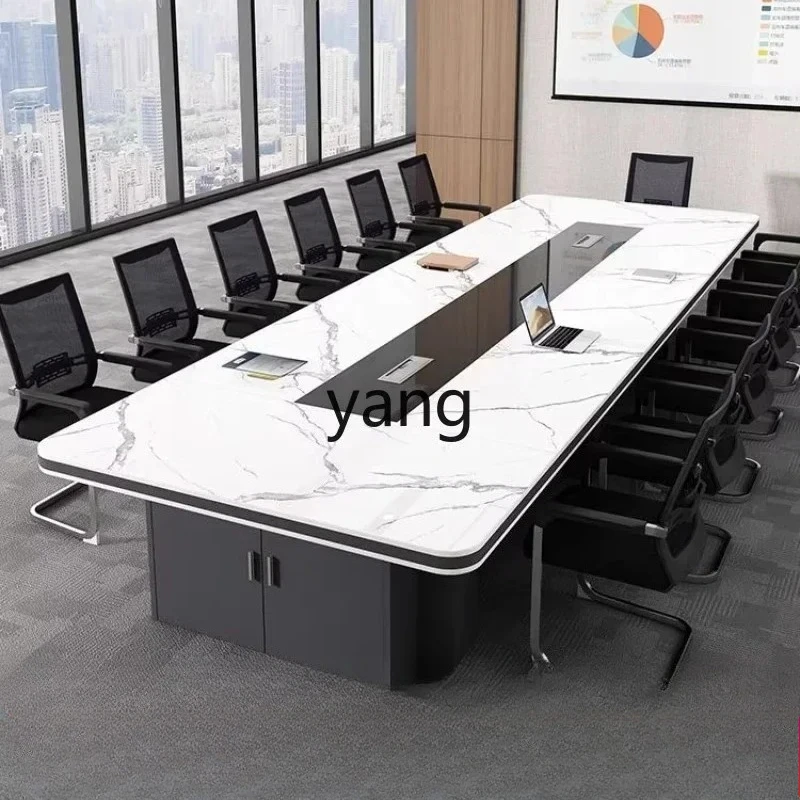 LMM， simple modern meeting room large office table and chair combination multi-functional PET bright negotiation table
