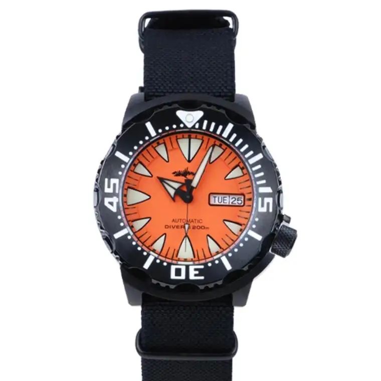 HEIMDALLR Мужские часы для дайвинга Мужские автоматические часы Спортивные 200 м Водонепроницаемые механические наручные часы C3 Светящееся сапфировое зеркало Черный