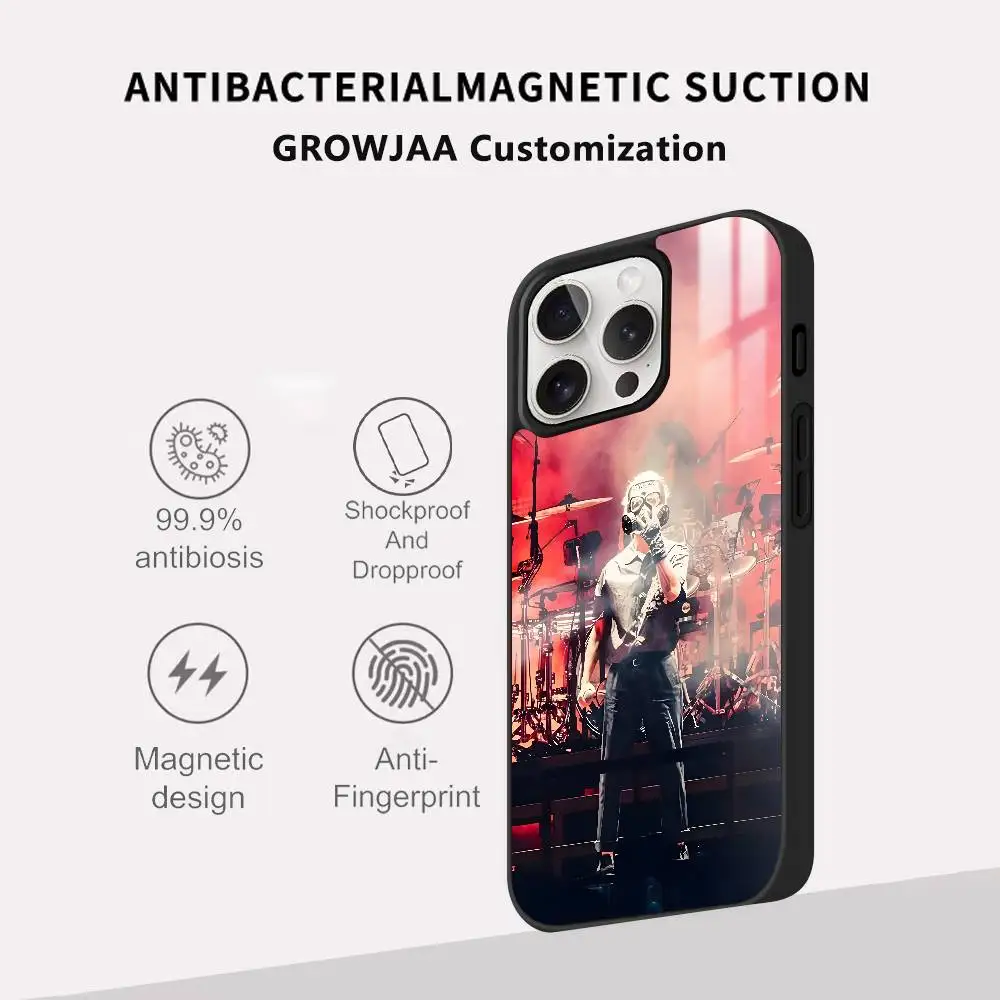 O-ONE OK ROCK جراب هاتف آيفون 16 15 14 13 12 11 برو ماكس بلس شحن لاسلكي صغير غلاف صلب مغناطيسي #4