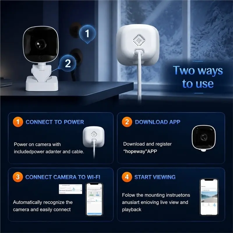 Reliable-Mini Wireless 4K HD Camera Wide-Angle Webcam Indoor Monitoring Night Version 2-Way Audio,Mini Wireless 4K HD Camera Wid