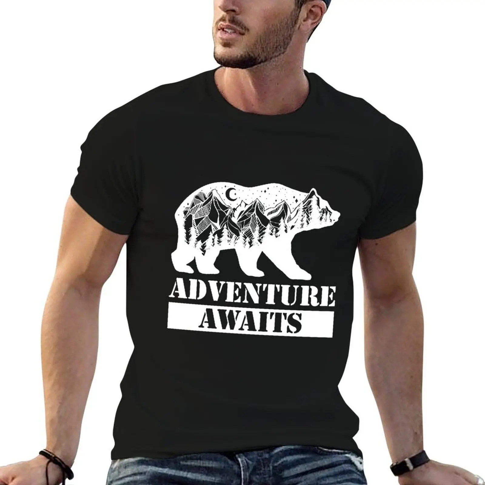 

Adventure Awaits Bear T-Shirt funny t shirts cotton man tshirt T-Shirt