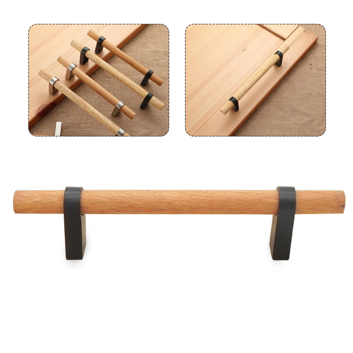 

Solid Wood Cabinet Handles Anti-collision Kitchen Vanity Door Pulls Durable Wood Drawer Handle Closet Furniture Hardware Zinc