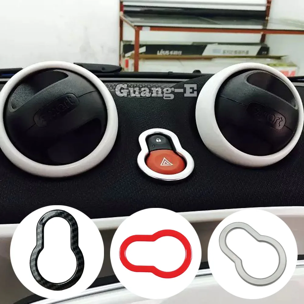 Car Detector ABS Chrome Parking Hazard Warning Light Outlet Trim Frame Lamp 1PCs For Benz Smart Fortwo 2015 2016 2017 2018 2019
