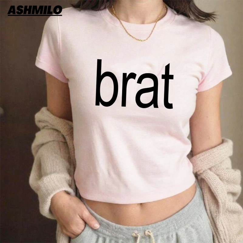 Brat Charli XCX Album T-Shirts Retro Women Clothing Y2K Aesthetic Streetwear Crop Top Harajuku Baby Tee Gothic Fashions Tshirt