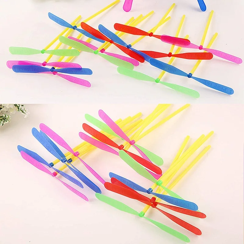 30 Pcs Novelty Plastic Bamboo Dragonfly Propeller Kids Outdoor Toy Tradition Classic Nostalgic Toys Flying Arrows Gift Gifts Gag