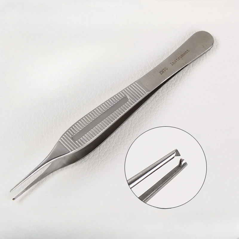 Adson Tissue Forceps sem Dentes, Instrumentos Cirúrgicos, Pinças de Sutura, 12,5 cm