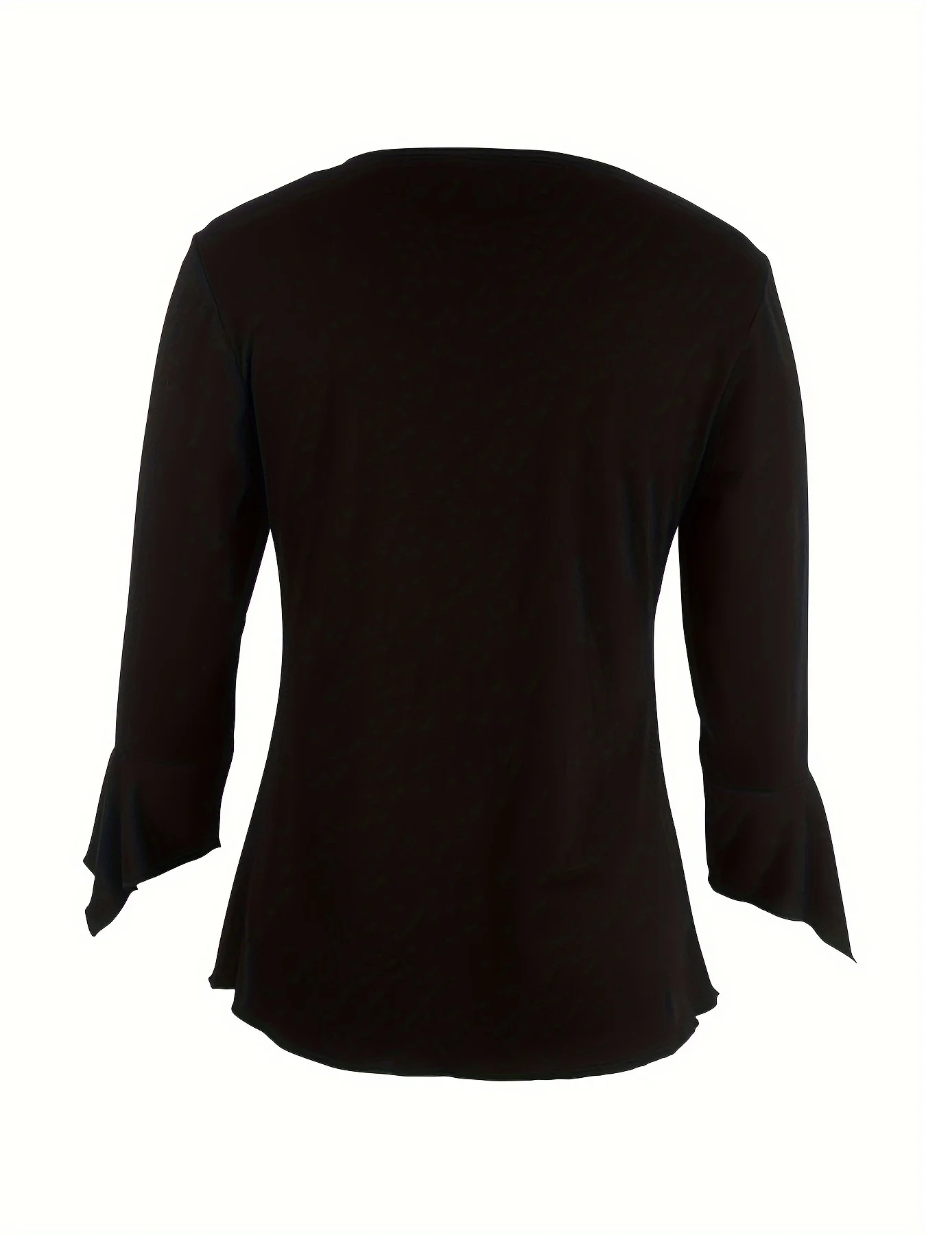 Modisches, elegantes, einfarbiges Vintage-Strick-Langarm-T-Shirt für Damen mit verlängerter Länge