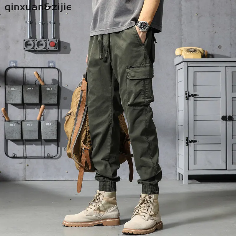 2022 New Multi-Pockets Winter Cargo Pants Men Fleece Liner Thick Warm Slim Fit Joggers Streetwear Casual Cotton Thermal Trousers