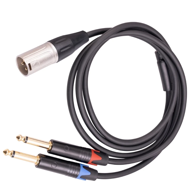 Dwa kabel splittera męskie 1/4 cala do XLR Y, 3Pin męskie XLR do podwójnego 6.35mm TS wtyczka Mono mikrofon przewodowy Adapter konwerter Audio