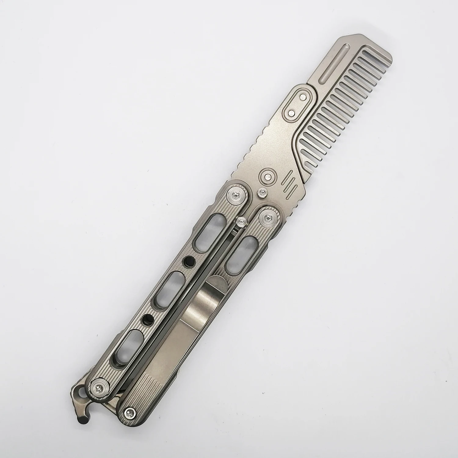 Imagem -03 - Liga de Titânio Pente de Bolso Dobrável Multi Ferramentas Abridor de Garrafas Chave de Fenda com Suporte de Lâmina Edc Pocket Clip
