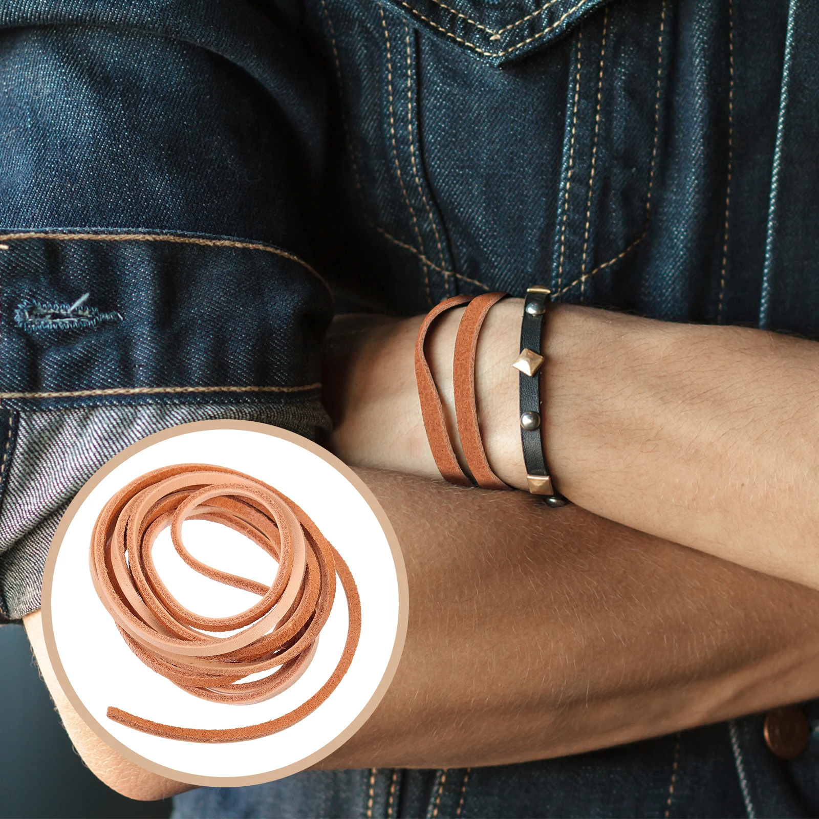 

2Packs DIY Cowhide Rope 4M Strong Fade-Resistant Woven Cord for Handmade Jewelry Crafting Long-Lasting Bead String Craft