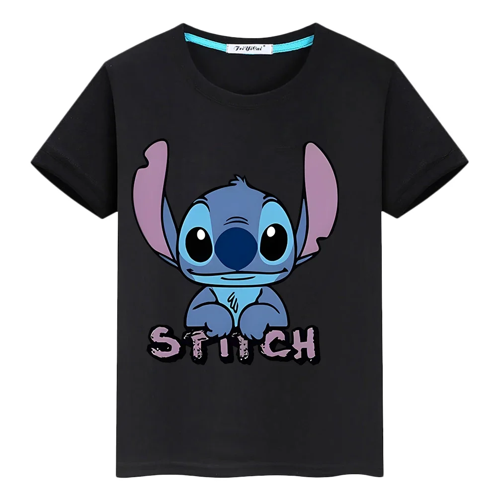 stitch disney kids Day gift Kawaii Short Print T-shirt 100%Cotton Disney Stitch anime Tops pride tshirt y2k boys girls clothes