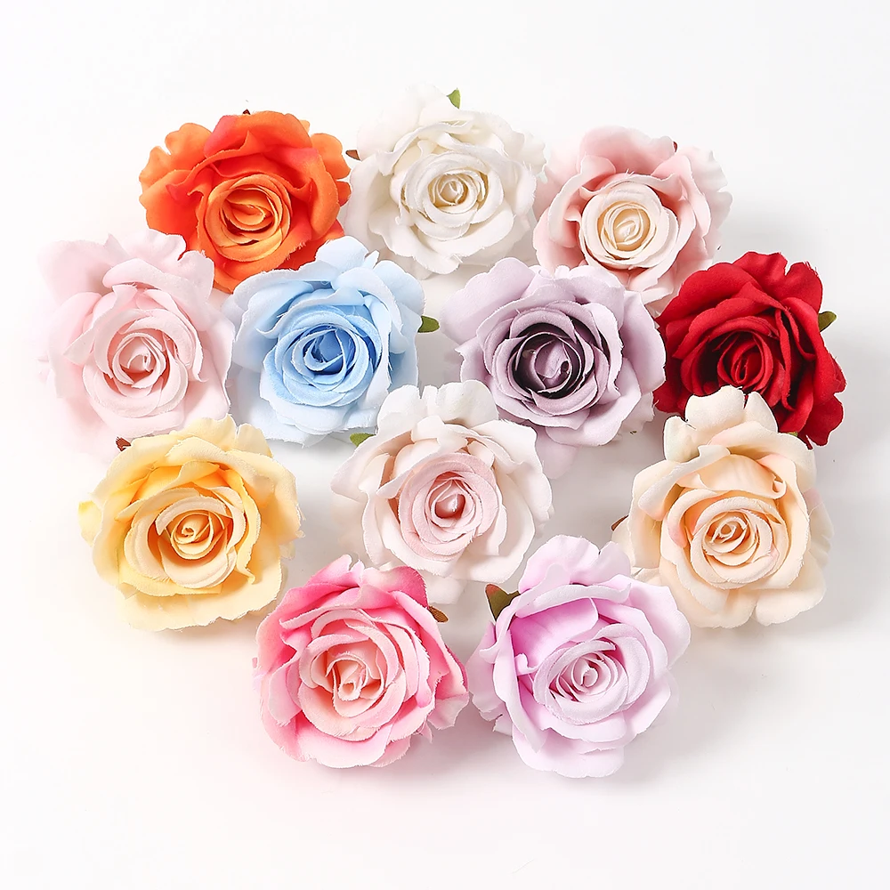 5/10pcs Rose Artificial Flowers 6CM Fake Flowers for Home Room Decor Wedding Decoration DIY Garland Candy Gift Box Cake Ornament