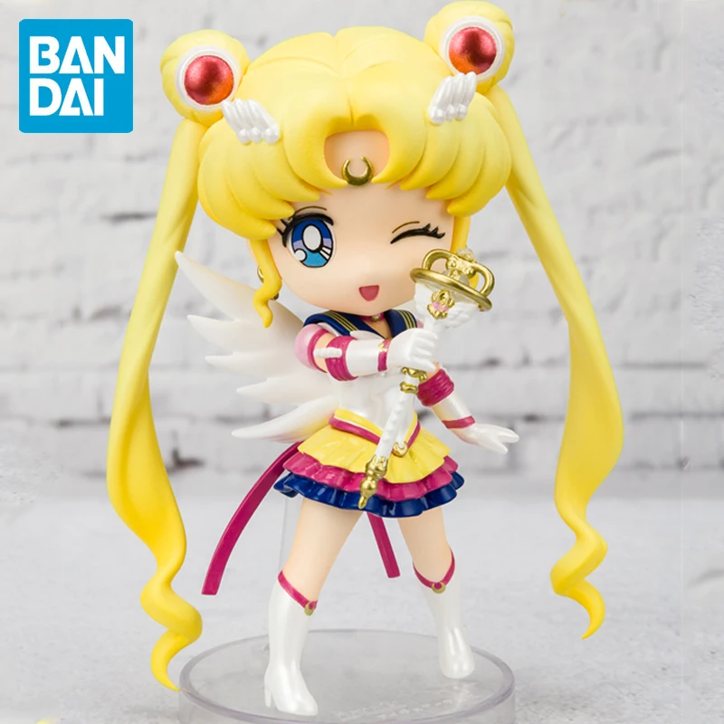 

Bandai Original Sailor Moon Action Figure Spirits Figuarts Tsukino Usagi Chibiusa Mini Q Anime Figurine Model Doll Statue Toys