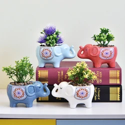 Śliczne słoń doniczka ceramiczna doniczka na sukulenta sadzarka Home Decor dekoracja wnętrz ozdoby na biurko Bonsai donica na rośliny