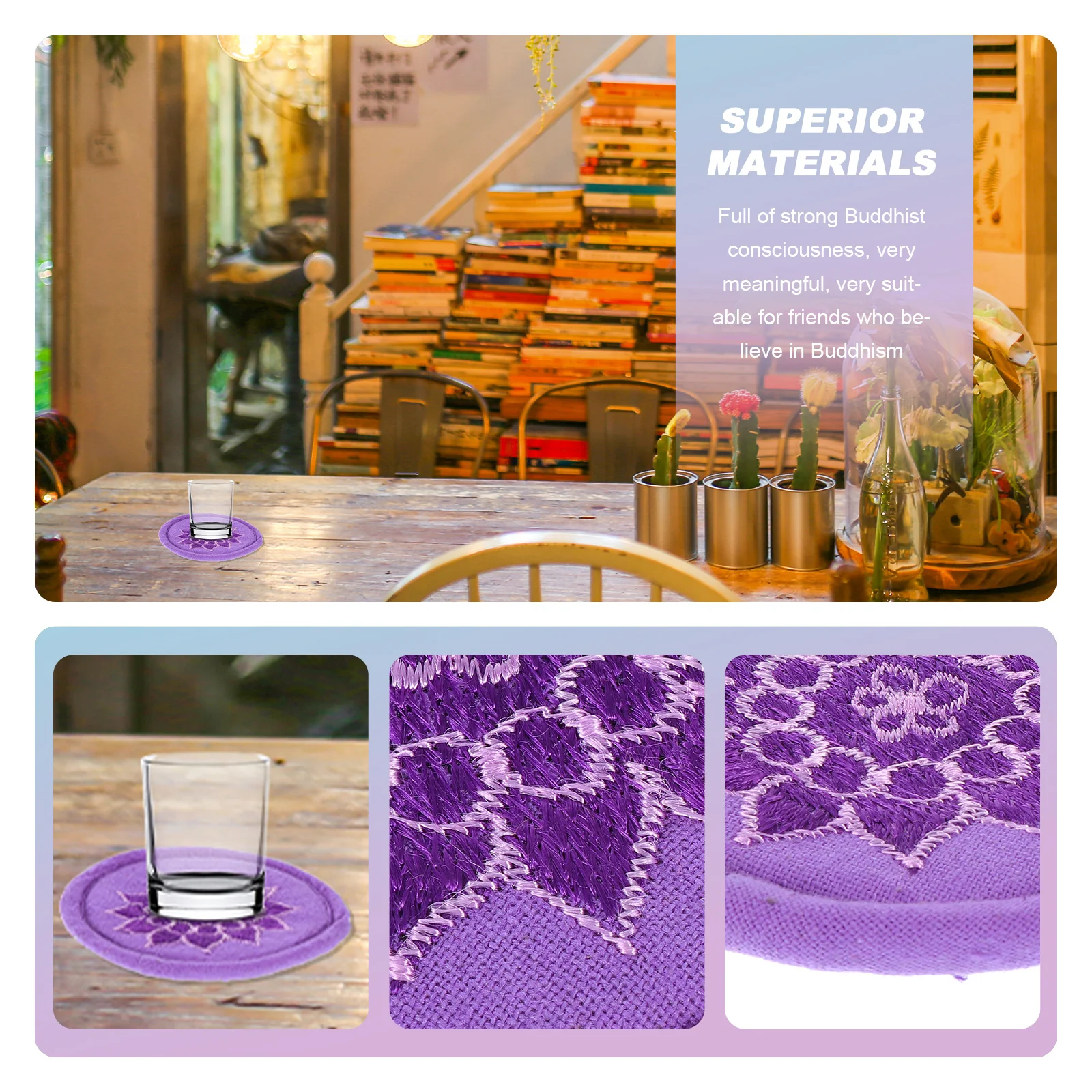 

7Pcs Singing Bowl Mat Tibetan Buddhism Art Craft Decoration for Buddha Hall Meditation Sound Healing Music Instrument Accessory