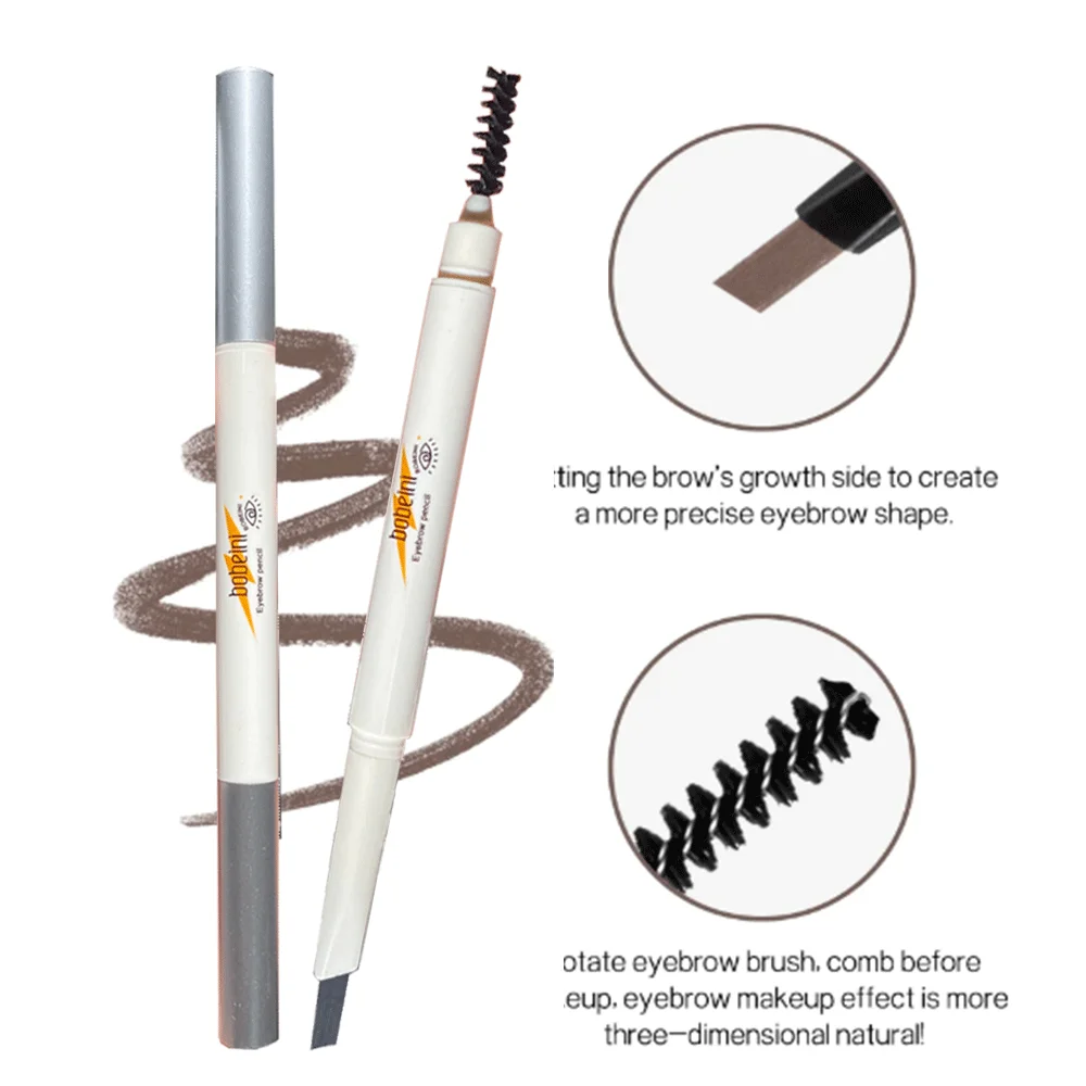Matita per sopracciglia a punta fine a doppia punta, matita per sopracciglia impermeabile, resistente al sudore, a prova di sbavature, che non sbiadisce, di colore naturale