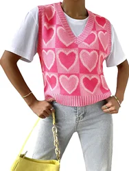 Sweater v-neck vest vest vest love pattern Valentine's Day spring summer fall