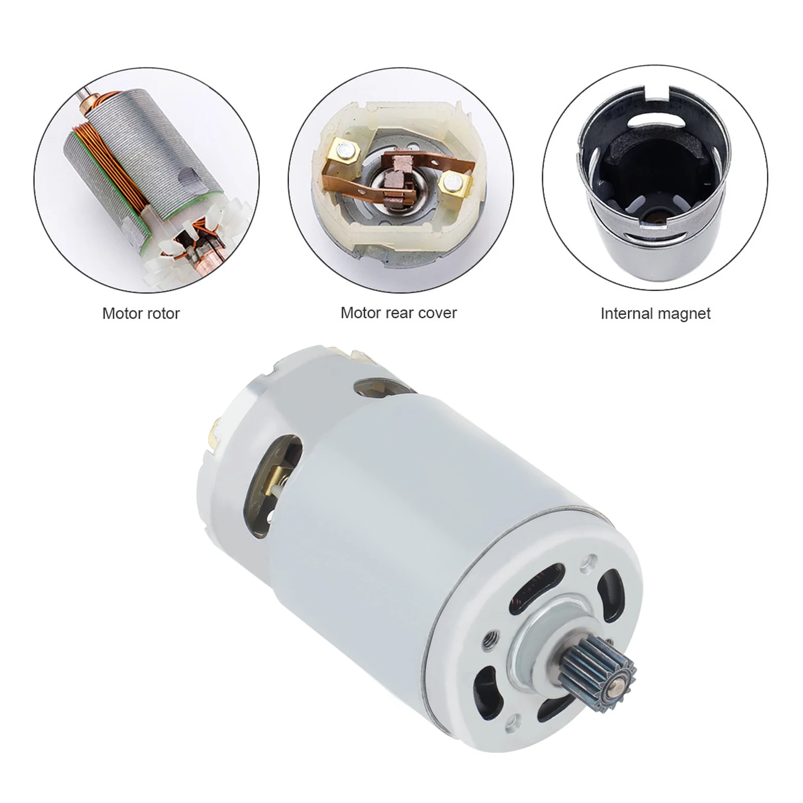 RS550 DC 21V 25000RPM Motor Micro Motor for Electric Drill Screwdriver with High Torque Gear Box and 8.2mm 14 teeth Gear