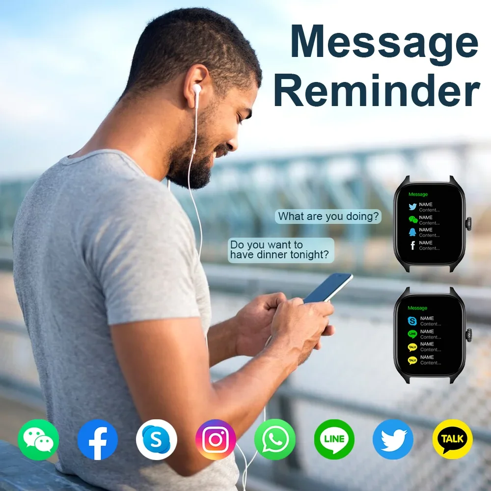 2025 ساعة ذكية جديدة بلوتوث الاتصال معدل ضربات القلب/الأكسجين في الدم/تتبع السعرات الحرارية جهاز تعقب للياقة البدنية أندرويد/iOS هدية عيد