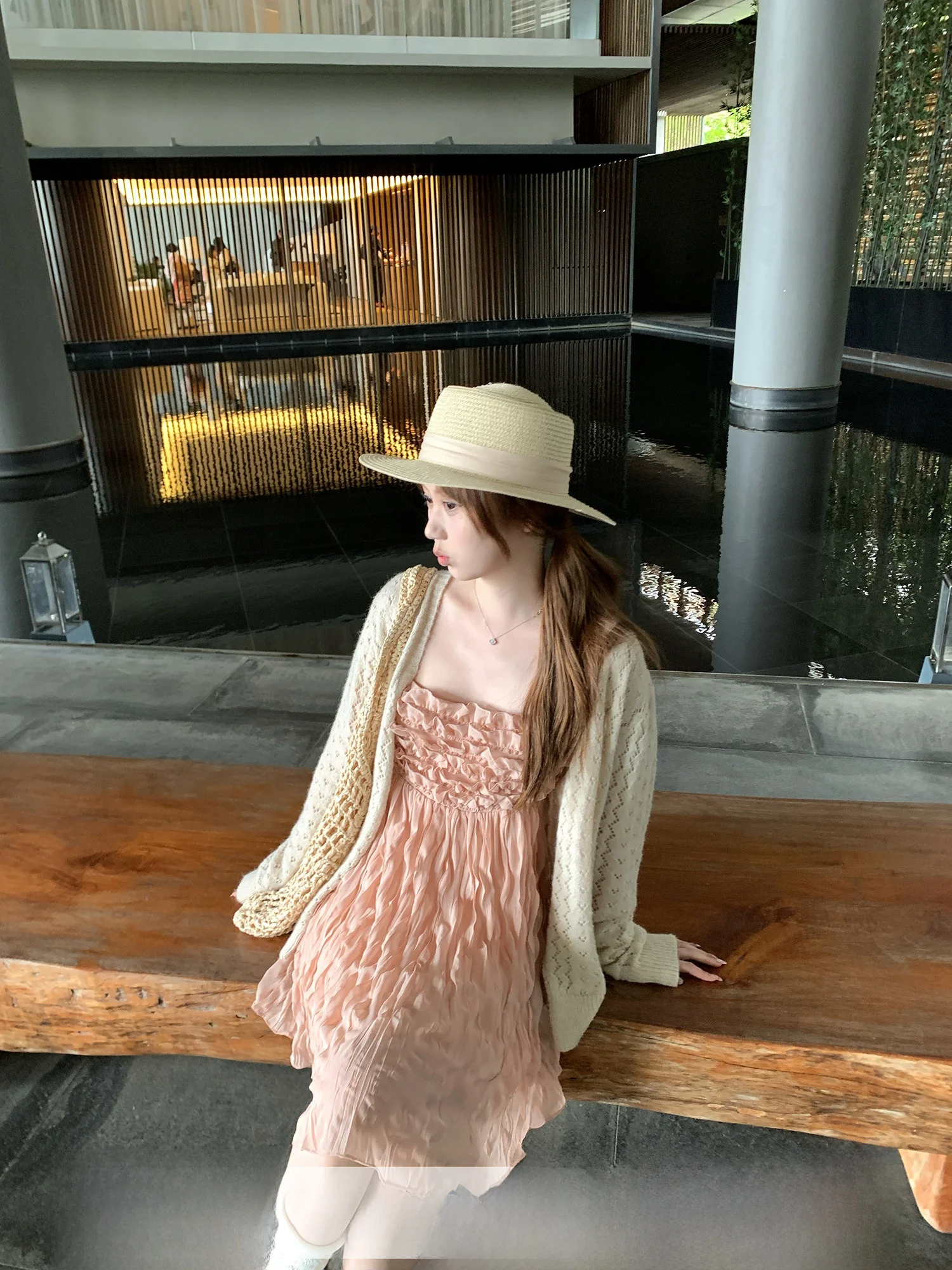 

Женский вязаный шерстяной кардиган с ажурным узором, свободного кроя, верхняя одежда, повседневный стиль, весна 2026, новинка