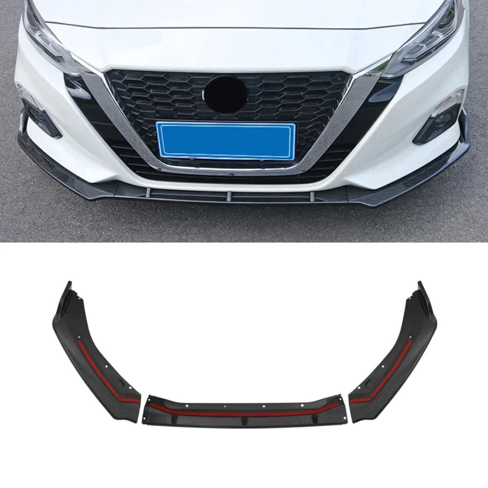 For Nissan Altima L34 2019 2020 2021 2022 2023 3PCS Car Front Bumper Lip Body Kit Spoiler Splitter Bumper Canard Guard Body Kit