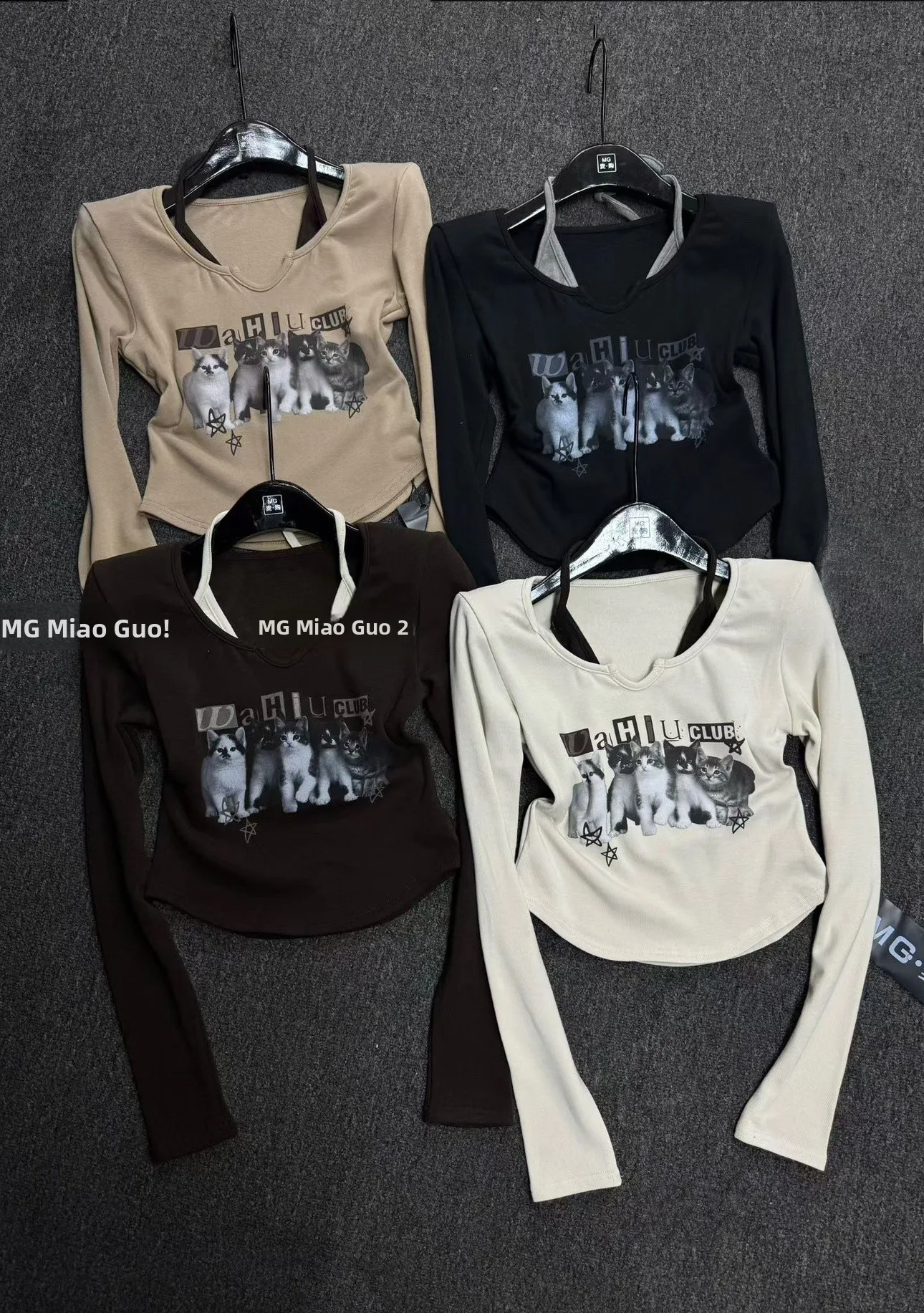 

Зимняя облегающая футболка с принтом Thiened Long Sve, женская футболка для поездок на работу, корейская версия, искусственный хлопковый топ из двух предметов