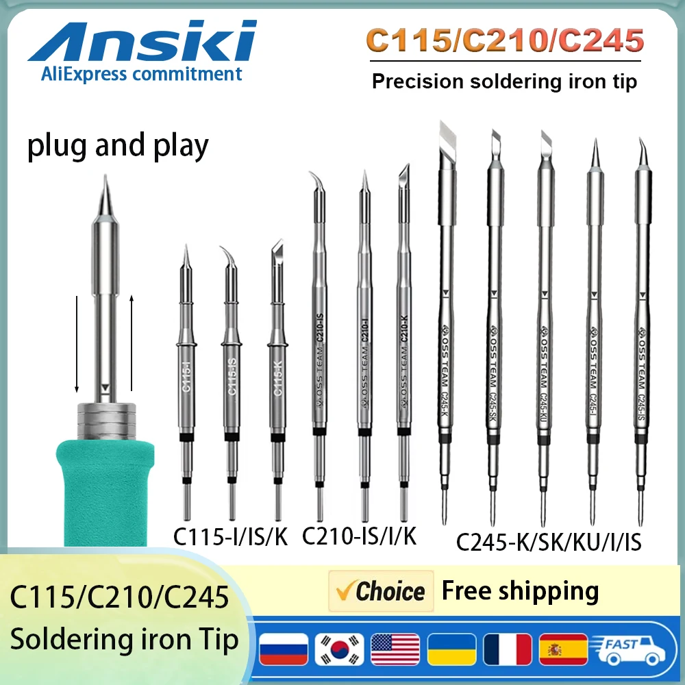 

OSS C115 C210 C245 Паяльные жала серии Super Fine для паяльника T80 HS02 Паяльная станция T210 T245
