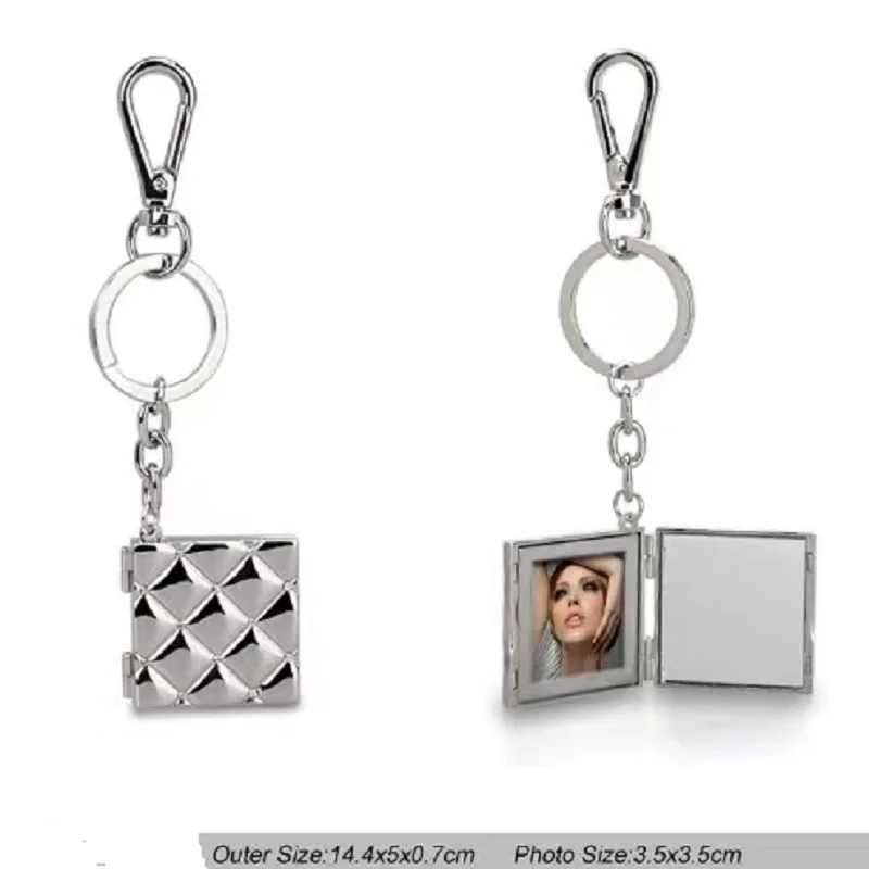 

Metal Silver Plated Photo Frame Keychain With Mirror