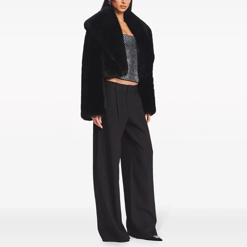 Kunstpelzjacken, Mäntel für Damen, zottelig, unregelmäßig, draußen, Punk-Windschutz, Schnürung, Spleißen, Stehkragen, Beflockung, einzigartig, vielseitig, dick