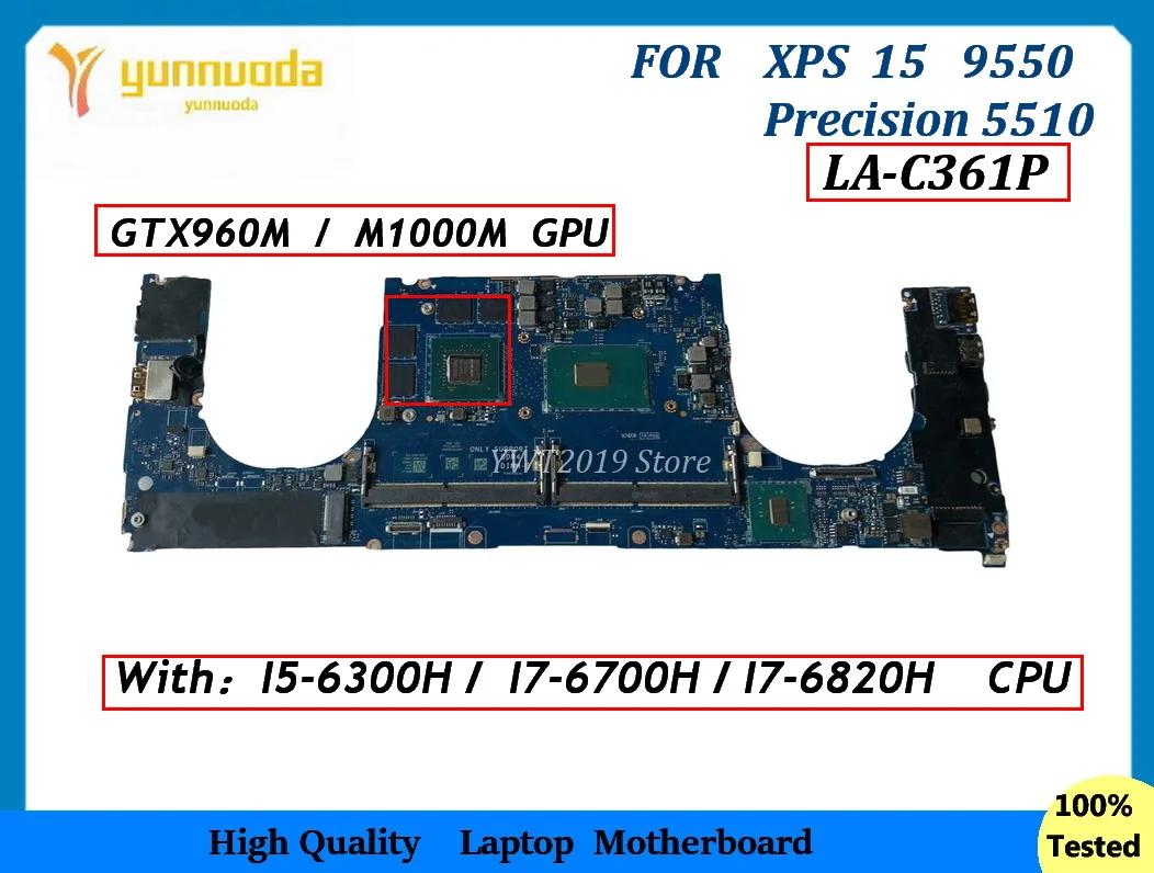 

LA-C361P FOR DELL P56F XPS 15 9550 Precision 5510 laptop motherboard DDR4 with I5 I7 CPU GTX960M M1000M GPU 100% Fully tested