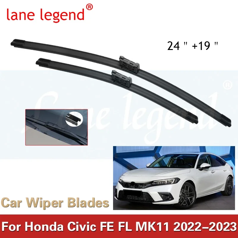 

2x For Honda Civic FE FL MK11 2022 2023 For Frameless Wiper Blades Rubber Tablet Windshield Windscreen Windows Replacement Parts