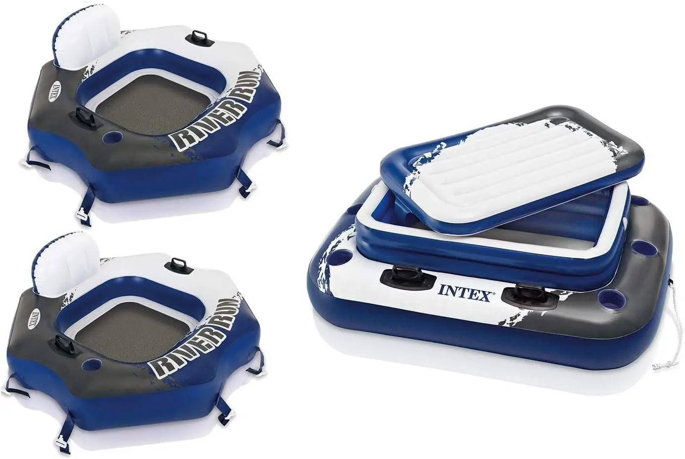 Juego de 2 Sillas Flotantes Inflables para Piscina con Enfriador de Bebidas Grande, Flotador Acuático para Relajación