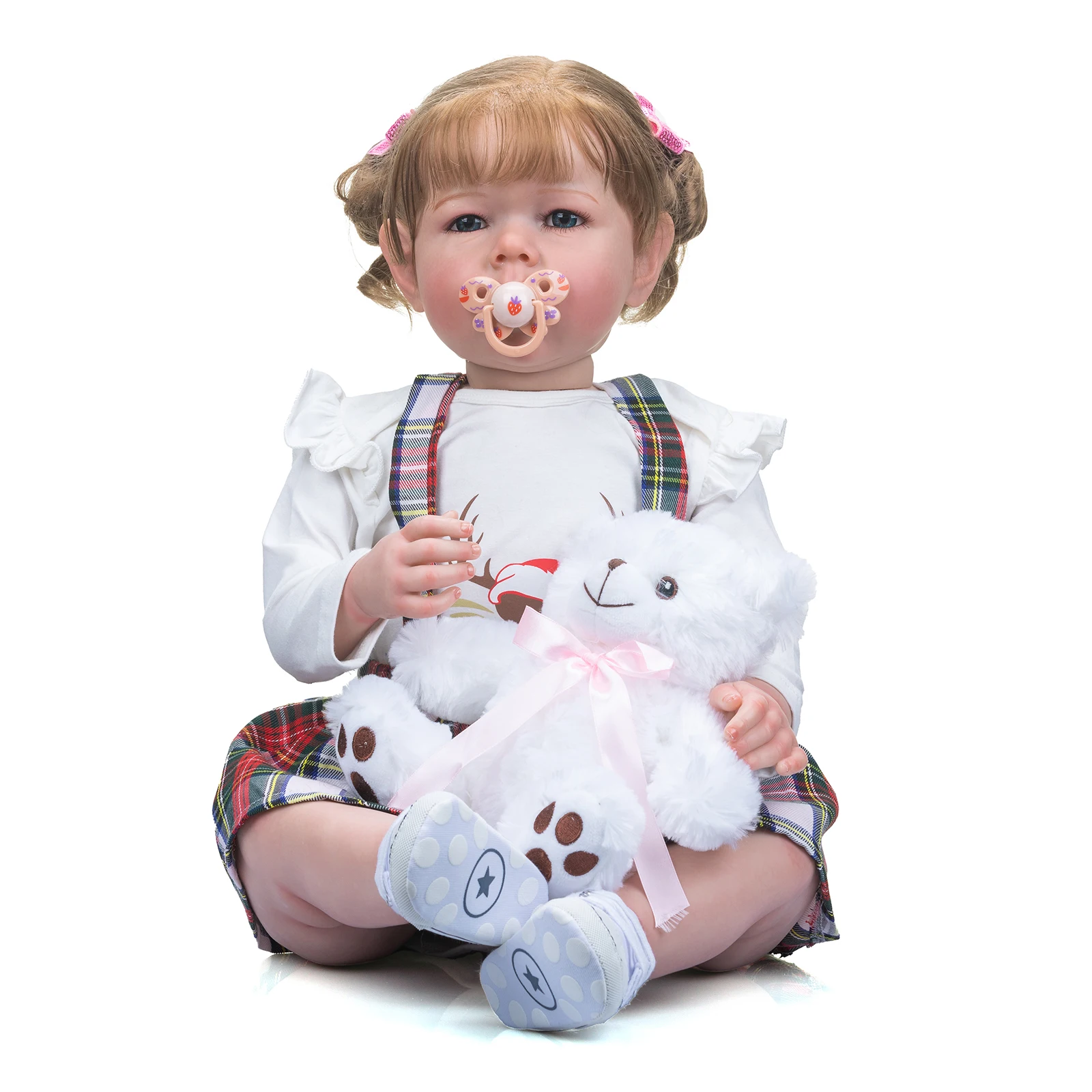 NPK 75CM Huge Reborn ToddlerLiam in Girl Version Real Picture Hand Paint Doll with 3D Skin Visible Veins 12 Month Size Baby Doll