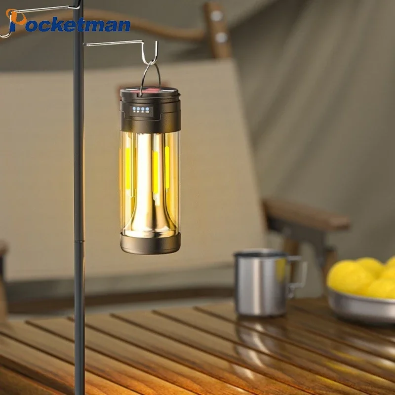 

Portable Camping LED Lantern USB Rechargeable Outdoor Emergency Light Hanging Magnet Tent Light Powerful Work Lamp Fishing