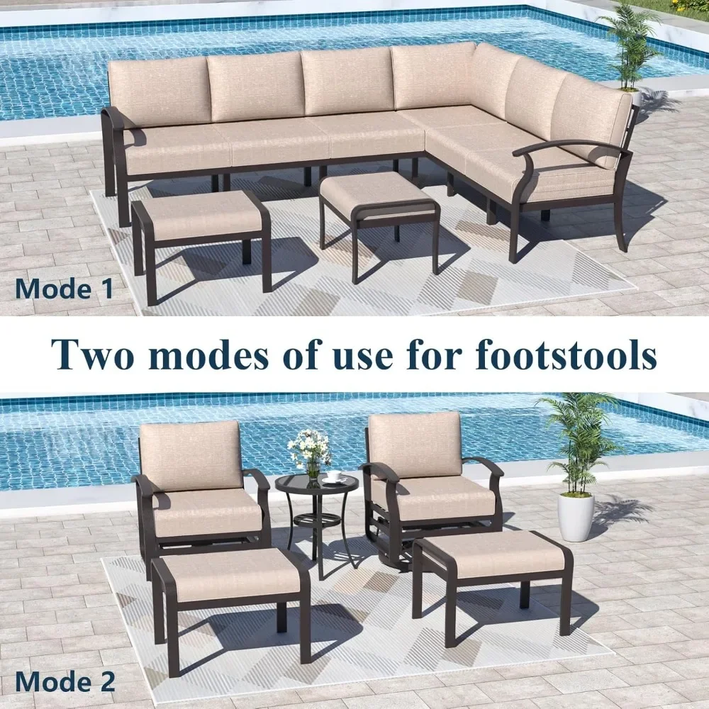 Aluminum courtyard furniture set, equipped with propane pit table and swivel chair, suitable for courtyards, poolside beaches