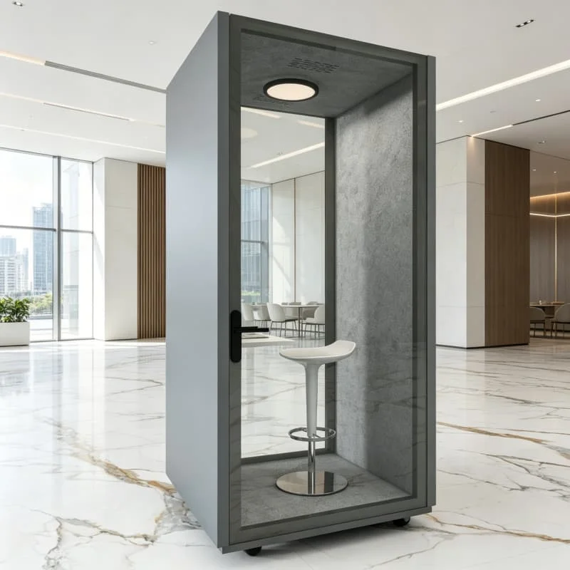 Single Work Pod Office Pods For Individual Focus Compact Silent Room Customized Acoustic Foam Internal Shelving Drawers Printer