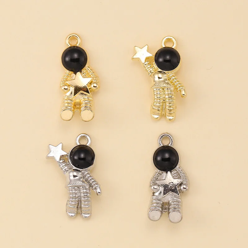 10Pcs Fashion Gold Color Metal Astronaut Stars Charms for DIY Bracelets Necklaces Pendants Handmade Jewelry Accessories Finding