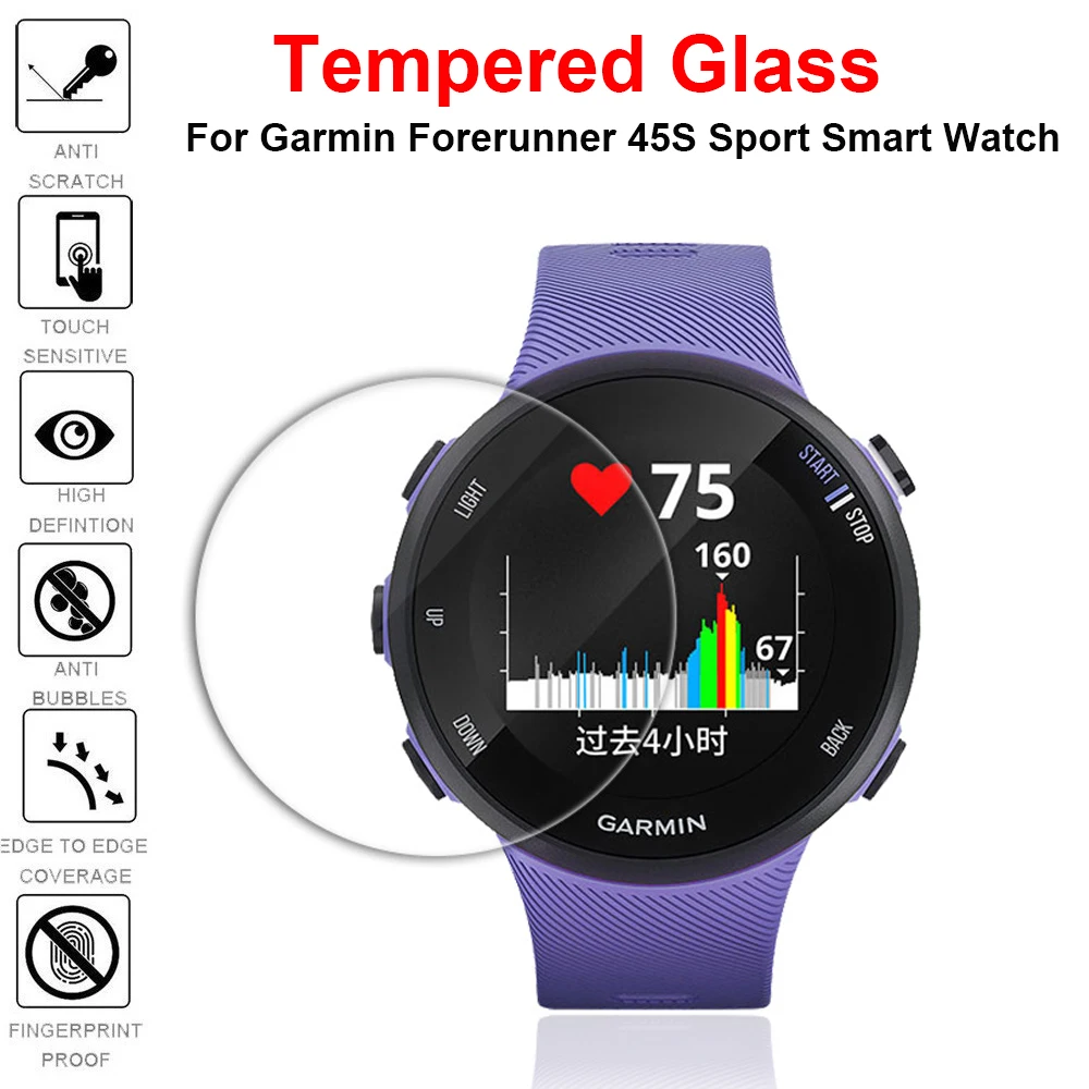 3 Pcs 9H 2.5D Premium Tempered Glass For Garmin Forerunner 45S Screen Protector Film For Garmin Forerunner45S Sport Smart Watch