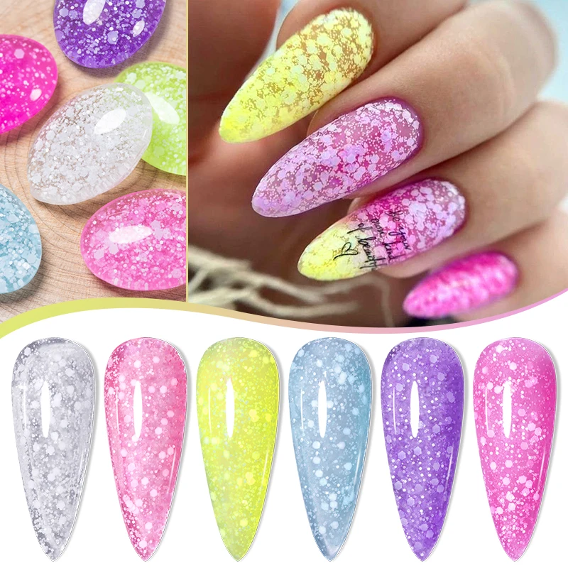 

PUENTE Snowflake Extension Nail Gel Polish Glitter Snow Sequins Builder Nail Gel For Construction UV Semi-permanent Varnish