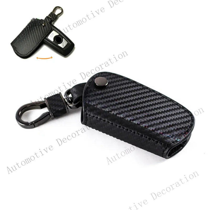 Z+ Carbon Leather Smart Remote Key Fob Cover Keychain For BMW 1/2/3/4/5/6/7 Series