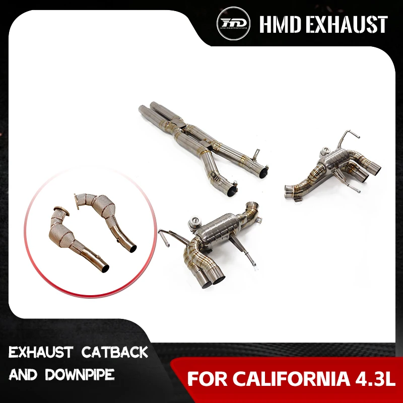 

HMD Ti Catback and SS304 Downpipe for Ferrari california Vacuum valves Muffler X-tube design Exhaust system